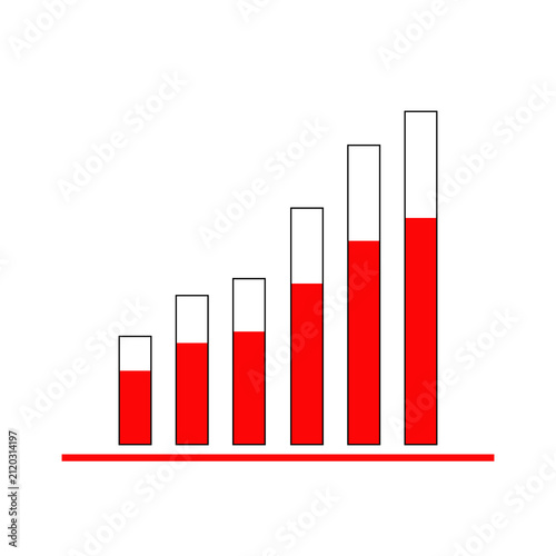 Ascending bar graph with red and white columns on a white background