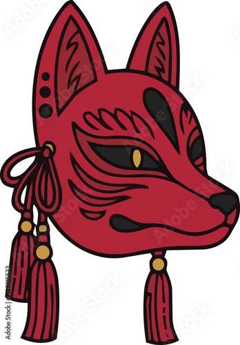 Фотография Traditional Japanese Kitsune Fox Mask Vector Emblem Design