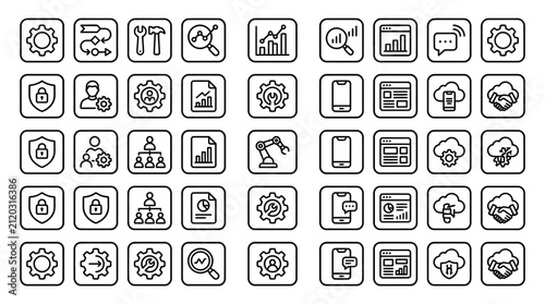 Set of flat design icons for business and technology concepts
