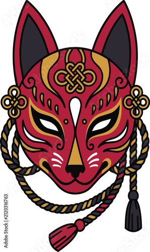 Konstfotografi Traditional Japanese Kitsune Fox Mask Vector Emblem Design