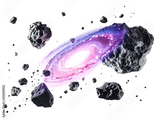 Galaxy with asteroids.