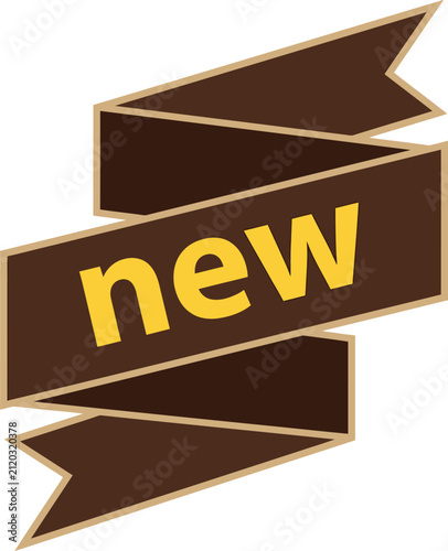 Golden vintage new arrival ribbon label design element.