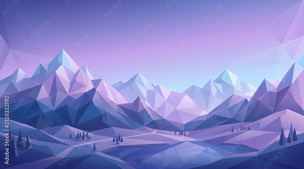 Fototapeta premium Low poly mountain landscape geometric winter nature illustration