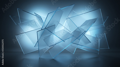 Abstract transparent glass panels modern geometric background