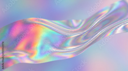 Abstract holographic ribbon with iridescent gradient luxury background