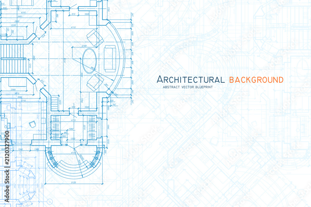 Obraz premium Architectural background. Building construct plan. Interior design sketch draw. Home floor architect pattern. Office reconstruction project. Abstract technology illustration. Vector blueprint.