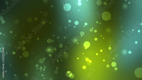 Abstract Green and Teal Bokeh Background with Glowing Particles and Soft Light Effects for Modern Digital Design, Website Banner, or Presentation Wallpaper