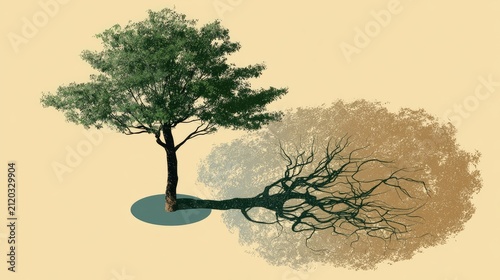 Tree above ground casts shadow of roots below