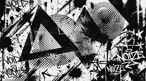 Abstract black and white grunge street art graffiti.