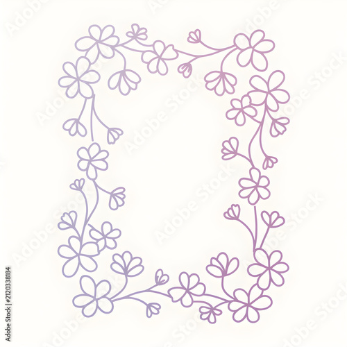 Minimal Purple Botanical Border Template with Delicate Floral Design