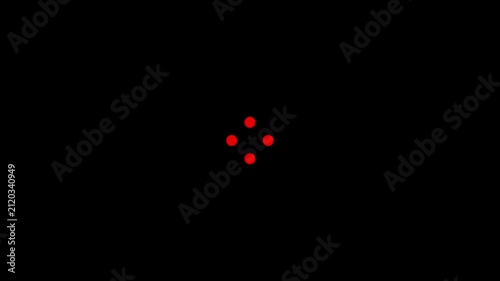 Red dots circular loading animation on black background