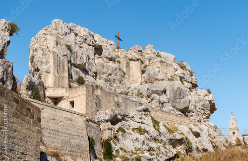 The rock church of Santa Maria de Idris, located in the Sasso Caveoso district of Matera, Basilicata, Italy.