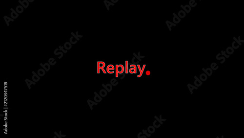 Fotografie Replay button prompt boxes display clean white media looping commands on black