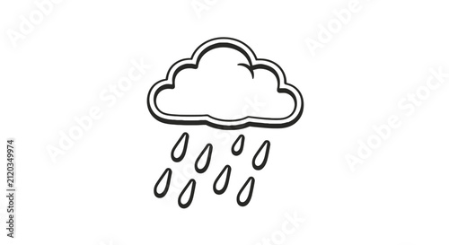 Hand drawn cloud with raindrops weather icon