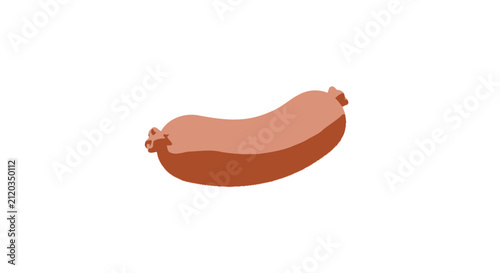 Single cooked sausage isolated on white
