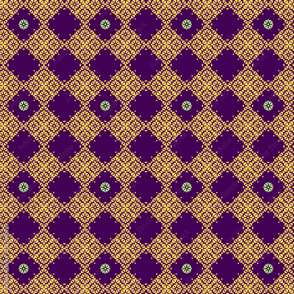 Fototapeta premium geometric tile pixelate yellow flower pattern 