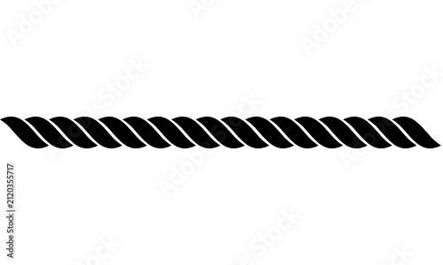 Twisted Rope Cord Strand, Bold Black Nautical Spiral Braid Illustration