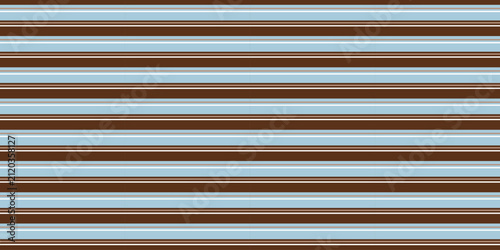 Horizontal Light Blue Brown White Stripe Seamless Pattern Classic Pinstripe Vector Background Fabric Textile Design