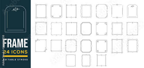 Decorative Line Border and Frame Collection, Vintage and Modern Editable Outline Frames, Elegant Rectangle Border Set, Minimal Vector Design Elements