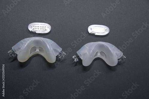 Old nasal CPAP mask or old nasal CPAP cradle cushion needs replacement for hygienic sleep apnea disorder therapy. Sleep apnea and sleep disorder with snoring stopped by respirator mask CPAP machine.