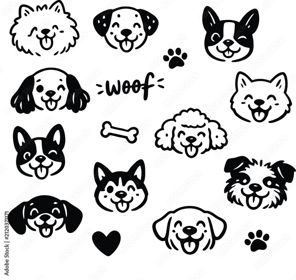 Fototapeta premium Cute-Dog-Head-ArtCute-Dog-Head-Art