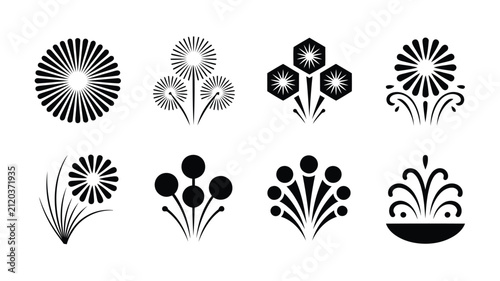 Black and White Floral Vector Designs with Transparent Background for Creative Projects