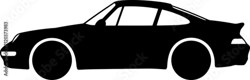 Foto Silhouette of a coupe car in black color, side view, isolated on white backgroun