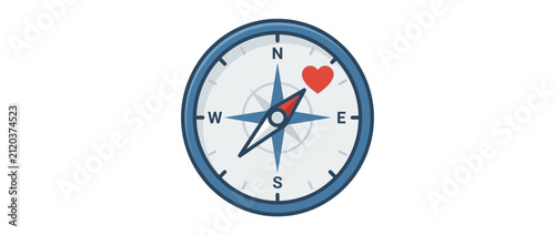 Foto Compass Pointing to Heart Icon for World Kindness Day, Concept of Moral Compass