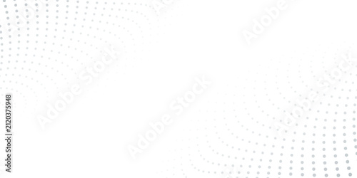 Flowing dots particles wave pattern halftone gradient curve shape isolated on white background.