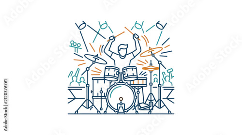 Fotografie Man playing drums with energetic movements.