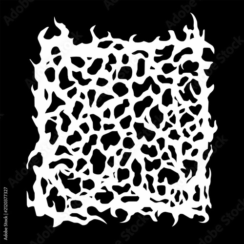 Fotografie Abstract organic brutalist shape texture with jagged edges on black background v