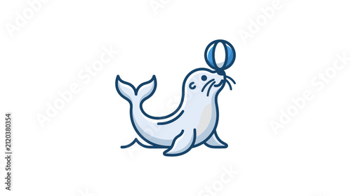 Konstfotografi Seal Playing with Blue Ball.