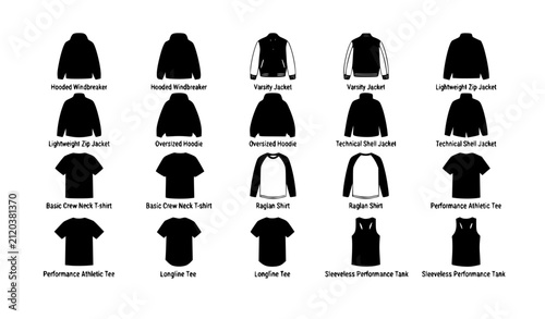 Obraz na płótnie Men's Hooded Jacket and T Shirt Fashion Vector Set with Front and Back Views