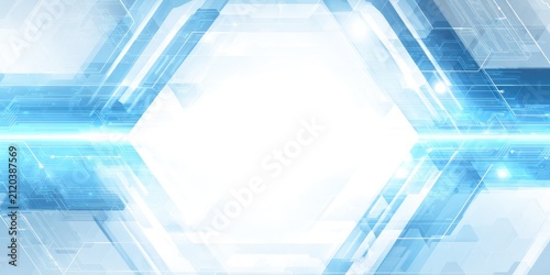 Abstract futuristic geometric blue and white light background