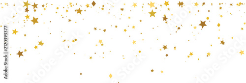 Quadro su tela Golden star confetti falling during celebration against white background with so