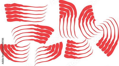 Foto Red brush strokes collection, hand drawn ink paint smears and swashes vector set