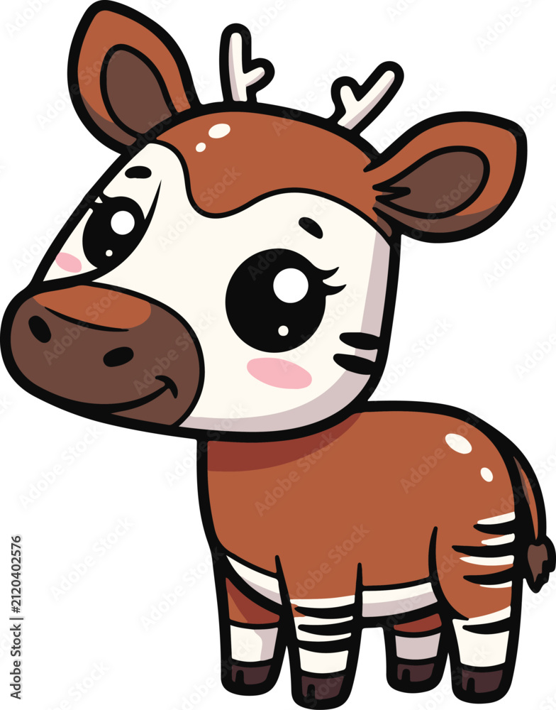 Obraz premium Cute Cartoon Okapi Vector Illustration