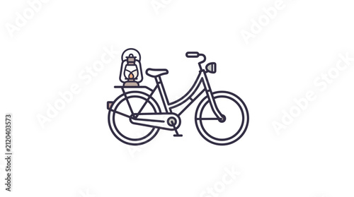 Gray bicycle icon with rear rack lantern.