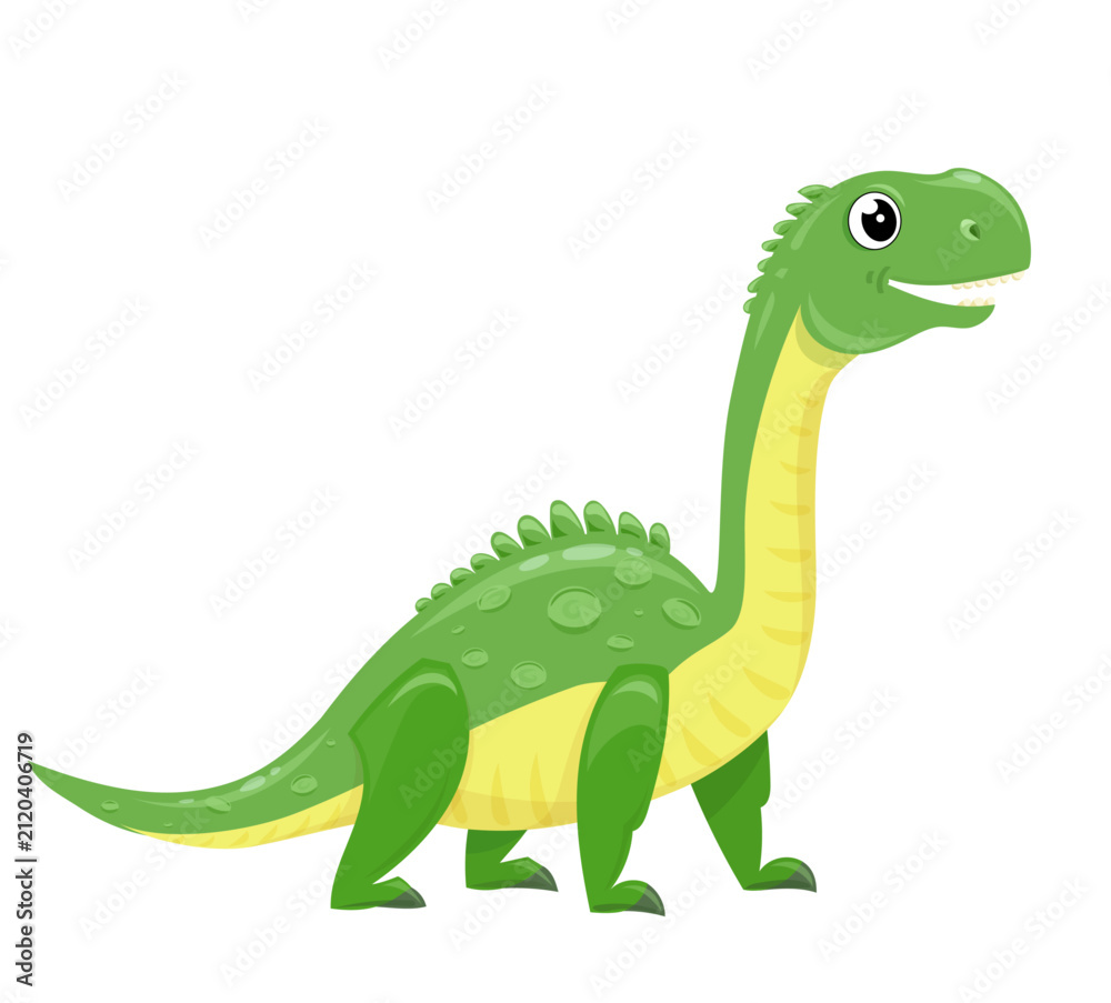 Fototapeta premium Cute cartoon vector dinosaurs set, friendly baby dinos in different species for children's books flashcards games greeting cards stationery stickers nursery decor