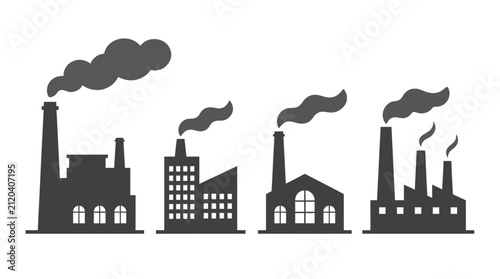 Obraz na plátne Factories emitting smoke into the air indicate industrial manufacturing activity
