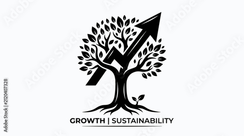 Konstfotografi Tree graphic incorporates an upward arrow to symbolize growth and sustainability
