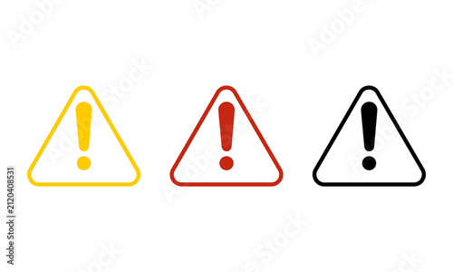 Canvastavla Danger alert symbols collection featuring outline triangle frames with exclamation marks in yellow red and black colors for safety instructions and hazard warnings on professional graphic layouts