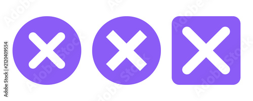 Foto Violet Three Cross Marks Icon Set Isolated on Transparent Background PNG Vector