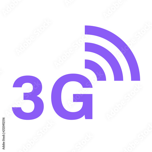 Violet 3G Icons Isolated on Transparent Background PNG Mobile Network Connectivity Communication Symbols