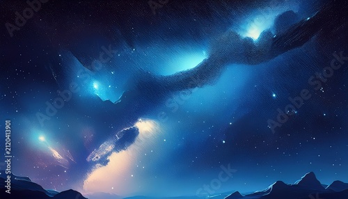 Deep Space Night Sky Abstract Blue Background