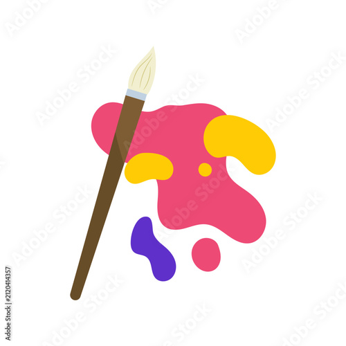 Fine Art Paint Brush with Color Splatters Vector