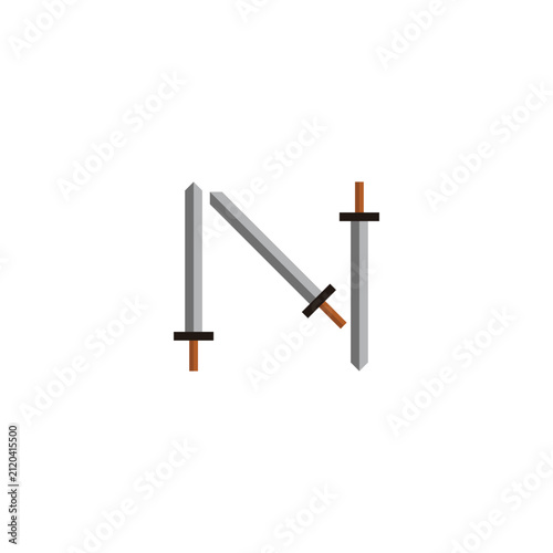 Letter N sword, geometric symbol simple logo vector