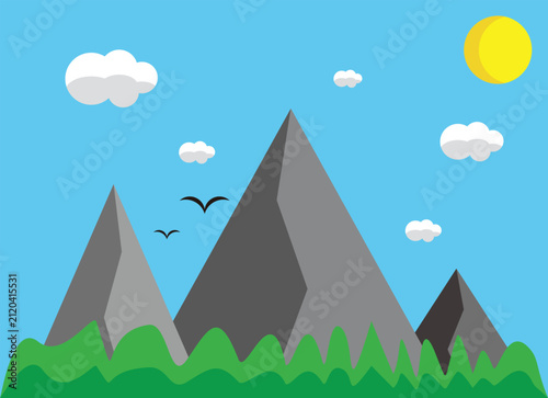 Illustration, mountain and nature, simple, geometric symbol simple logo vector