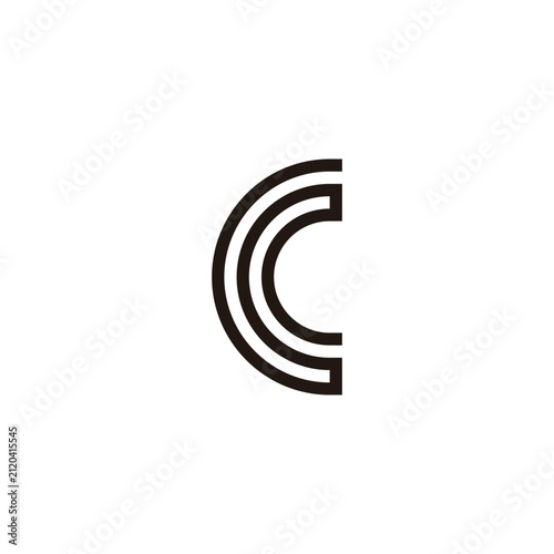 Letter C line, double geometric symbol simple logo vector