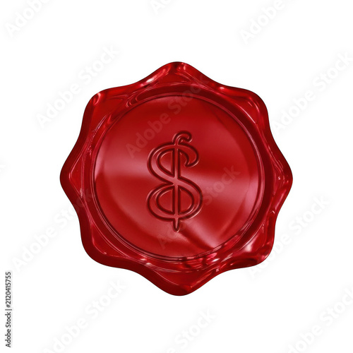 Red wax seal with dollar sign symbol